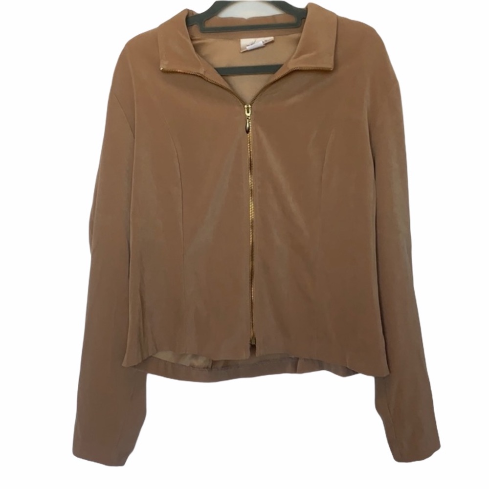 Kathie Lee Collection Full Zip Jacket Tan Size L